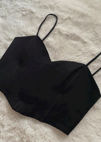 Dilvin Siyah Süet Strappy Bustier