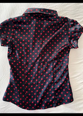 American Vintage Kırmızı Puantiyeli Kısa Kollu Hamile Bluzu