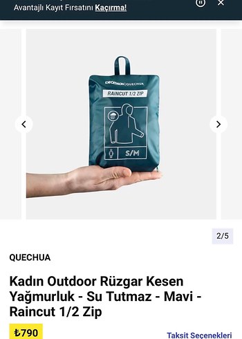 Decathlon Quechua Kadın Turkuaz Su Geçirmez Yağmurluk - Görsel 3