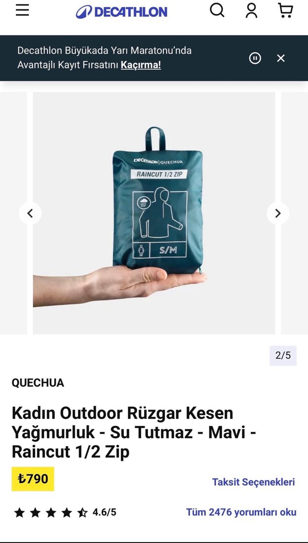 Decathlon Quechua Kadın Turkuaz Su Geçirmez Yağmurluk - Görsel 3