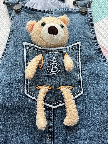 LC Waikiki Kız Çocuk Ayıcıklı Kot Jean Salopet Pantolon