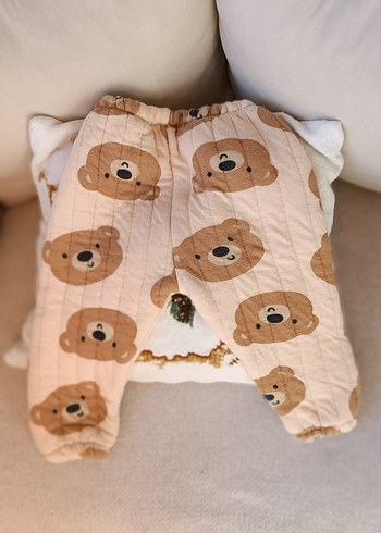 Pastel Kahverengi Ayı Desenli Bebek Pantolonu - Görsel 4