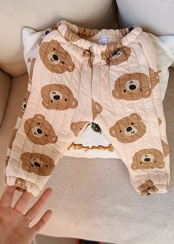 Pastel Kahverengi Ayı Desenli Bebek Pantolonu - Görsel 3