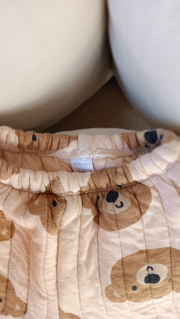 Pastel Kahverengi Ayı Desenli Bebek Pantolonu - Görsel 2