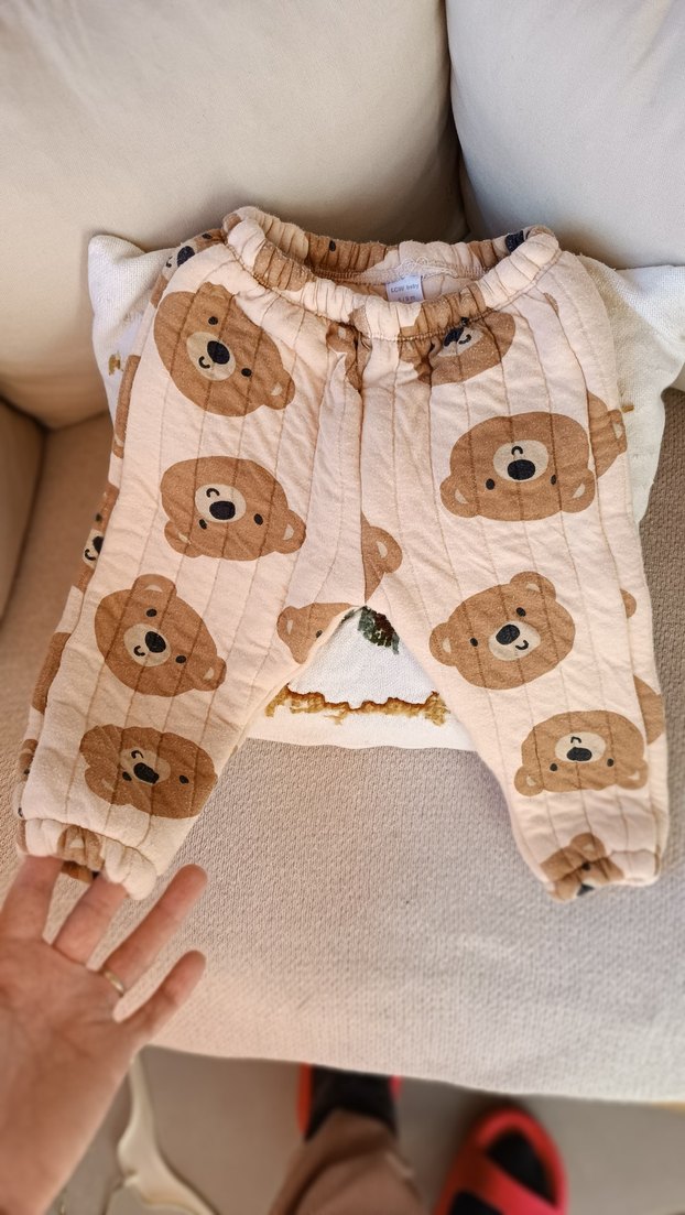 Pastel Kahverengi Ayı Desenli Bebek Pantolonu - Görsel 3