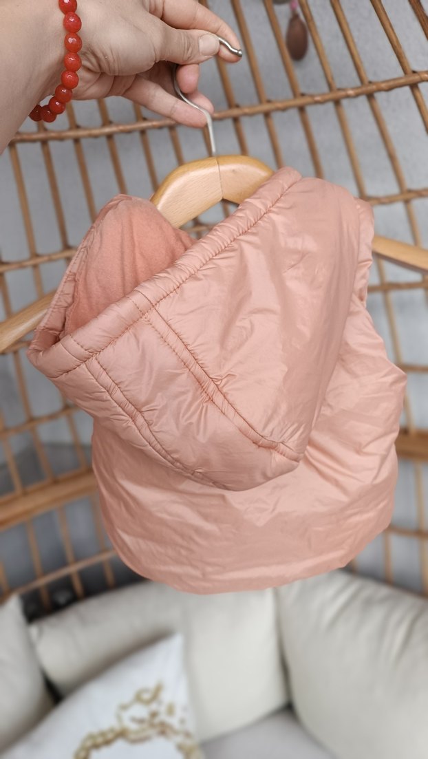 Kız Çocuk Kapüşonlu Pembe Fermuarlı Yelek - Görsel 5