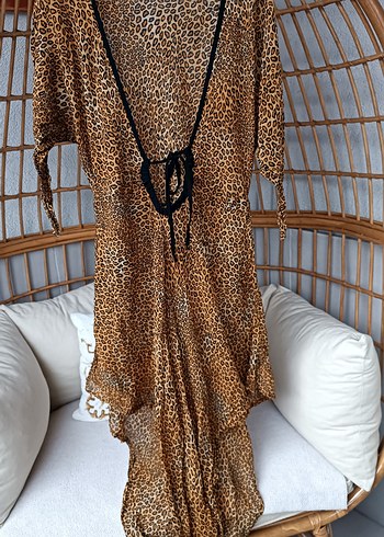 Leopar Desenli Bohem Pareo - Görsel 5