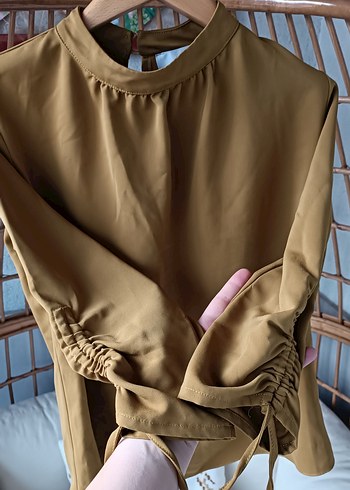 Bej Kadın Uzun Kollu Bohem Bluz - Görsel 2