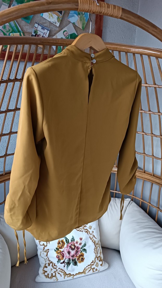 Bej Kadın Uzun Kollu Bohem Bluz - Görsel 4