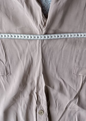 Bej Keten Kadın Midi Tulum V Yaka Düğmeli - Görsel 8