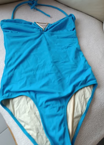 Mavi Parlak Askılı Kadın Mayo - Görsel 2