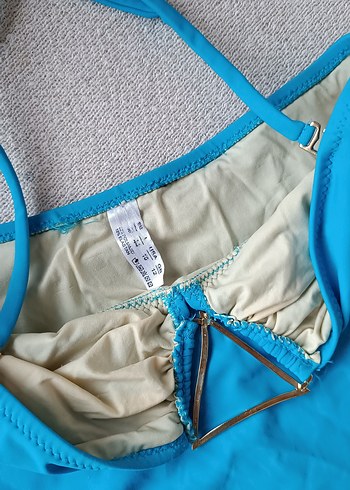 Mavi Parlak Askılı Kadın Mayo - Görsel 4