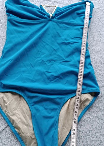 Mavi Parlak Askılı Kadın Mayo - Görsel 6