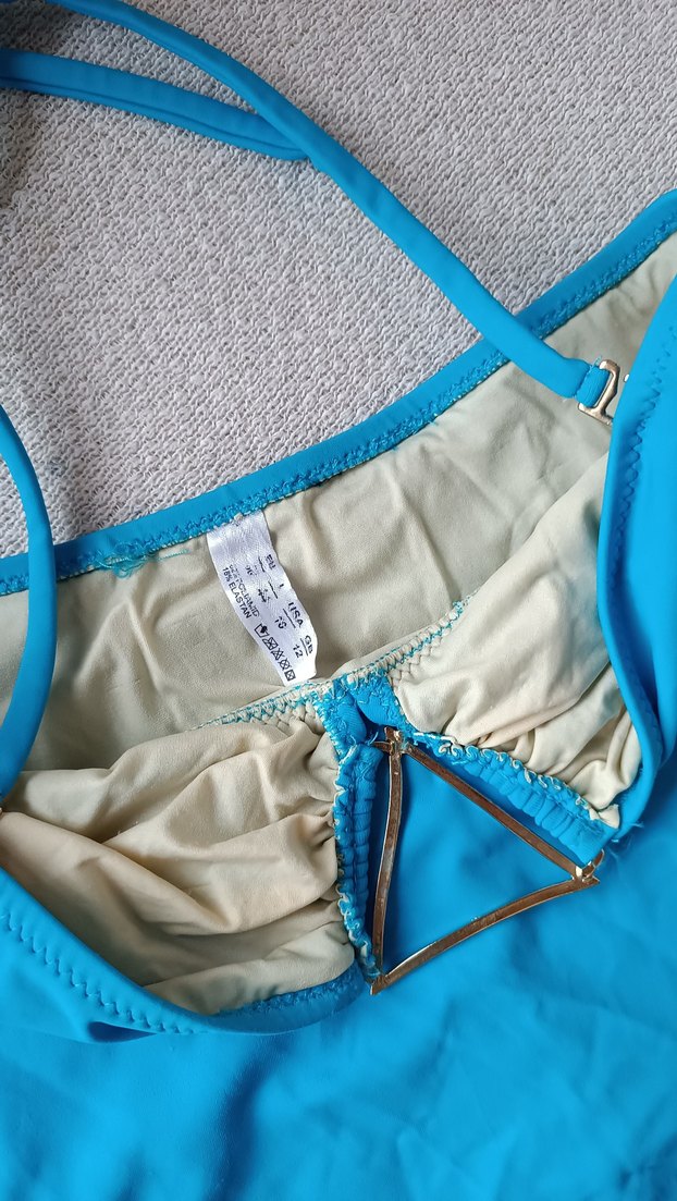 Mavi Parlak Askılı Kadın Mayo - Görsel 4