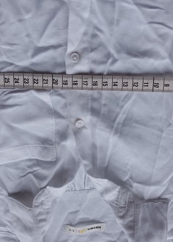 Kadın Beyaz Keten Düğmeli Gömlek - Görsel 6