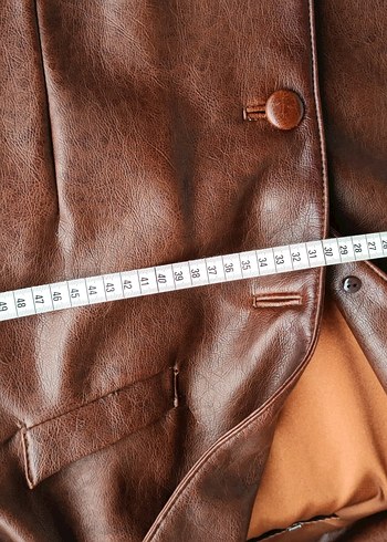 Kahverengi Deri Düğmeli Erkek Ceket - Görsel 7