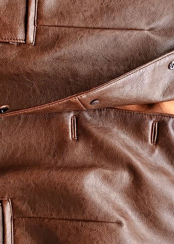 Kahverengi Deri Düğmeli Erkek Ceket - Görsel 4