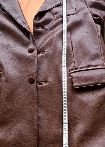 Kahverengi Deri Düğmeli Erkek Ceket - Görsel 6