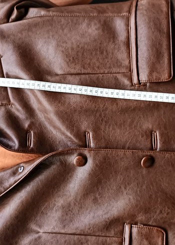 Kahverengi Deri Düğmeli Erkek Ceket - Görsel 5