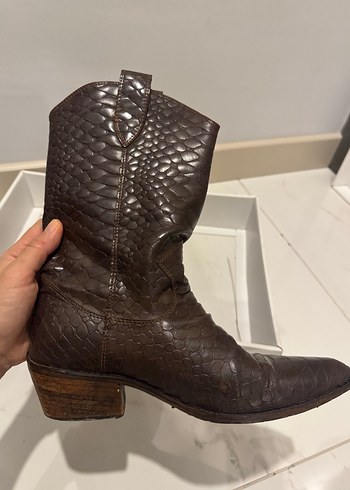Acı kahve Yılan Derisi Desenli kovboy çizme - Görsel 3