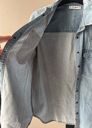 Düğmeli Denim Kadın Gömlek - Görsel 2