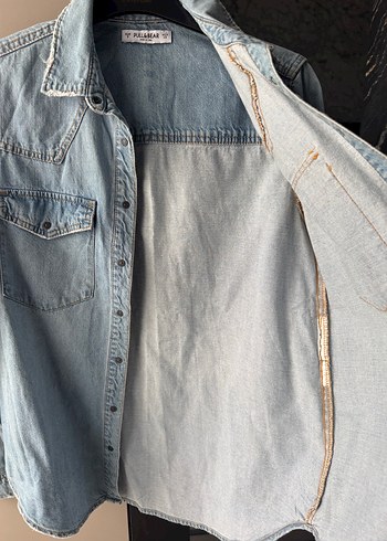 Düğmeli Denim Kadın Gömlek - Görsel 3