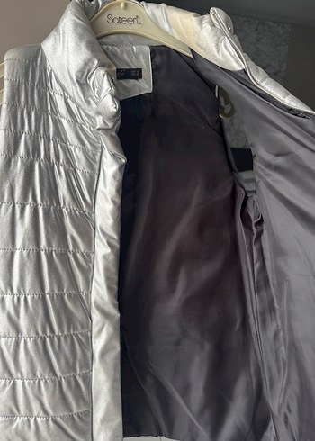 Düğmeli Gri neon Yüksek Yakalı Kadın Yelek - Görsel 7