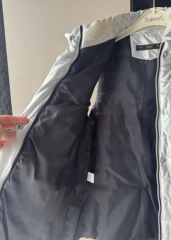 Düğmeli Gri neon Yüksek Yakalı Kadın Yelek - Görsel 6