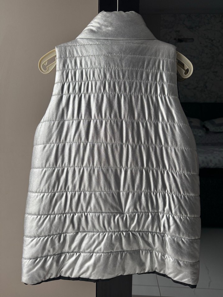 Düğmeli Gri neon Yüksek Yakalı Kadın Yelek - Görsel 2