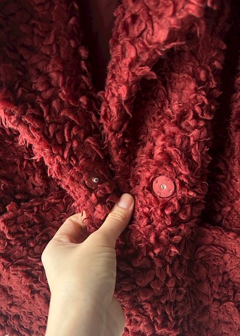 Bordo Kürk Detaylı Kadın Mont - Görsel 3