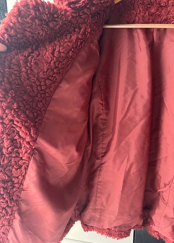 Bordo Kürk Detaylı Kadın Mont - Görsel 5