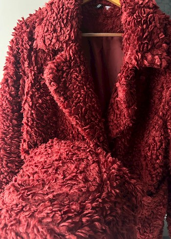 Bordo Kürk Detaylı Kadın Mont - Görsel 2