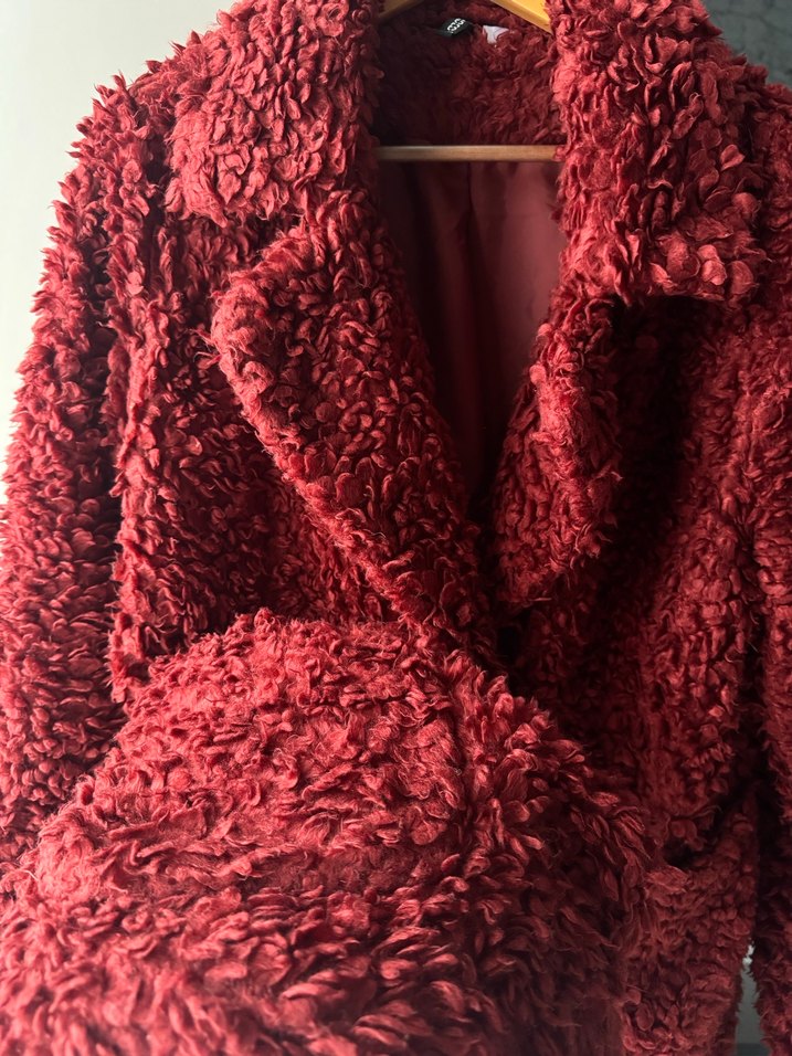 Bordo Kürk Detaylı Kadın Mont - Görsel 2