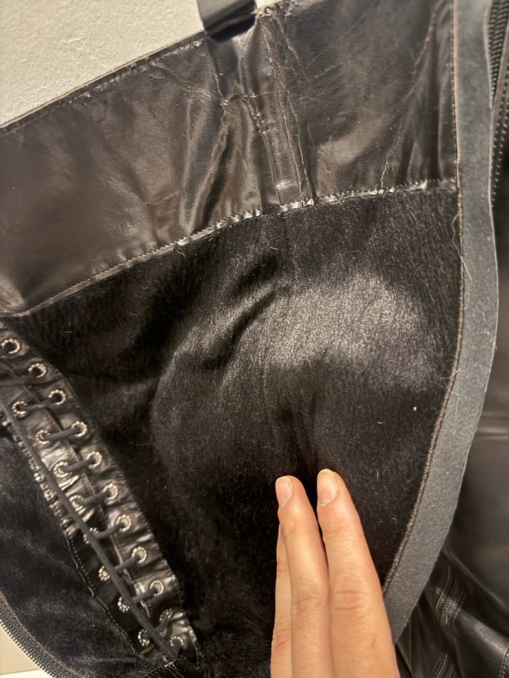 Siyah Deri ipli bağlamalı Kadın Çizme - Görsel 5