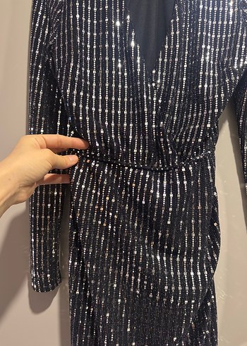 Gri Payetli Midi elbise - Görsel 3