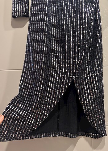 Gri Payetli Midi elbise - Görsel 6