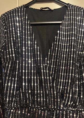 Gri Payetli Midi elbise - Görsel 5