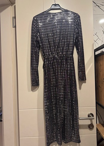 Gri Payetli Midi elbise - Görsel 7