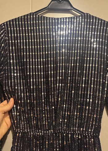 Gri Payetli Midi elbise - Görsel 9