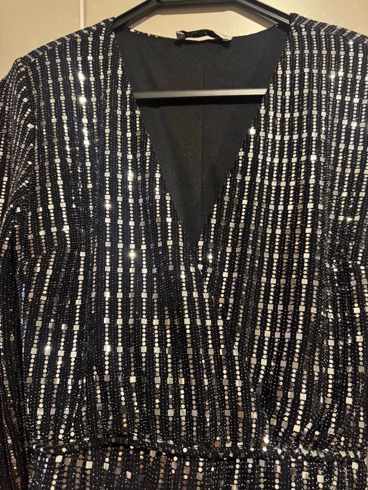 Gri Payetli Midi elbise - Görsel 5