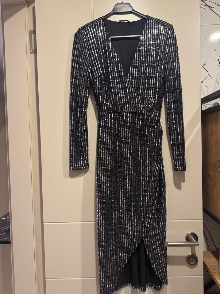 Gri Payetli Midi elbise - Görsel 2