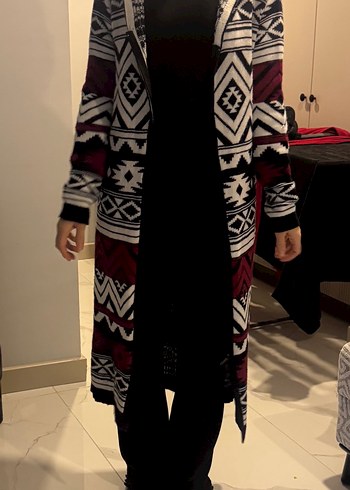 Bohem Desenli Uzun Örgü Hırka - Görsel 6