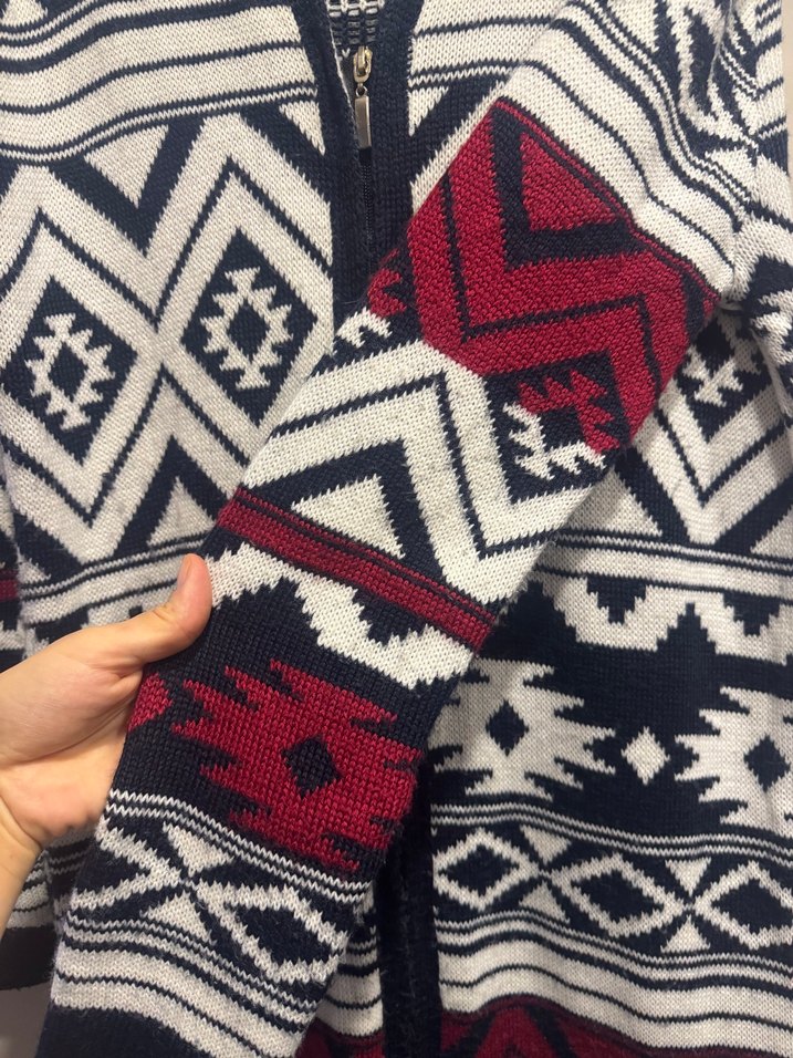 Bohem Desenli Uzun Örgü Hırka - Görsel 3