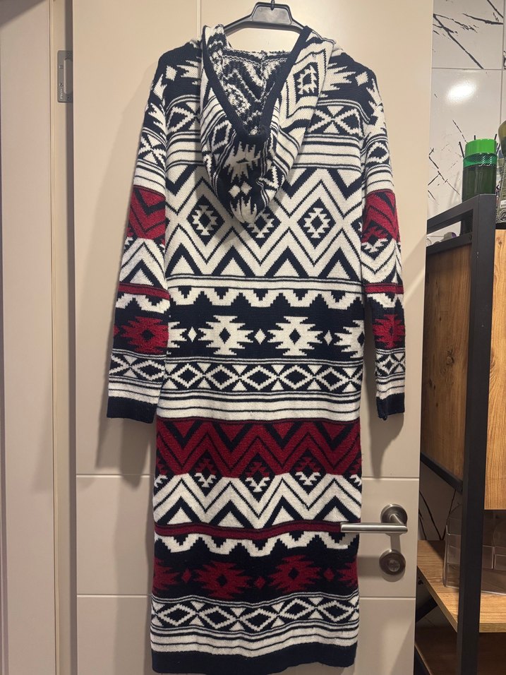 Bohem Desenli Uzun Örgü Hırka - Görsel 2