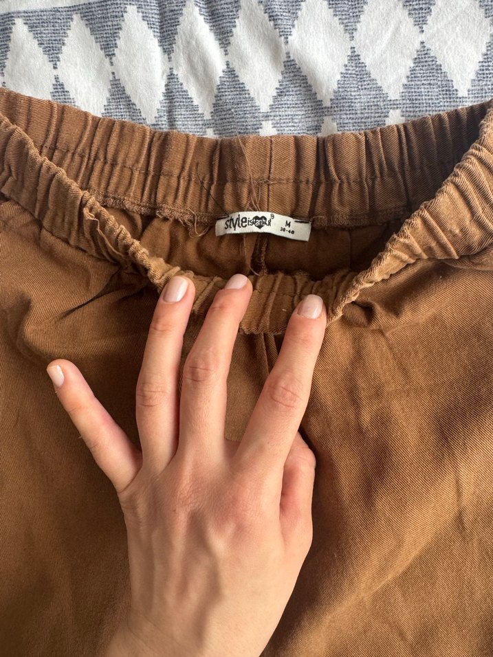 Kadın Kahverengi Rahat Kesim Koton Pantolon - Görsel 3