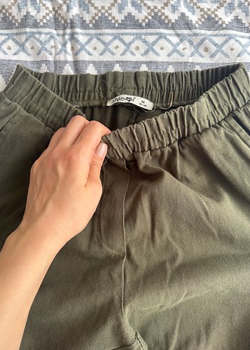 Kadın Haki Kamuflaj Pamuklu Rahat Pantolon - Görsel 3