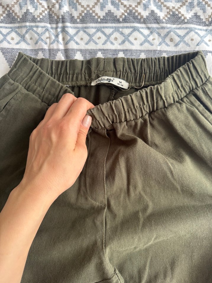 Kadın Haki Kamuflaj Pamuklu Rahat Pantolon - Görsel 3