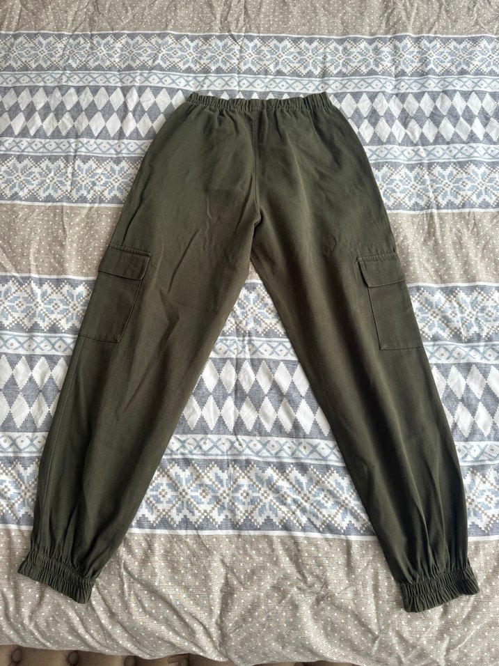 Kadın Haki Kamuflaj Pamuklu Rahat Pantolon - Görsel 2