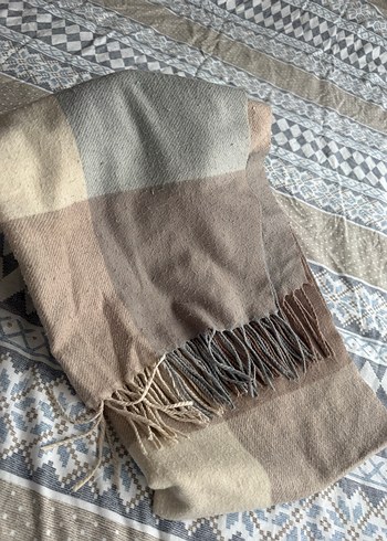 Yün Bohem Tarzı Bej Gri Kadın Şal - Görsel 2