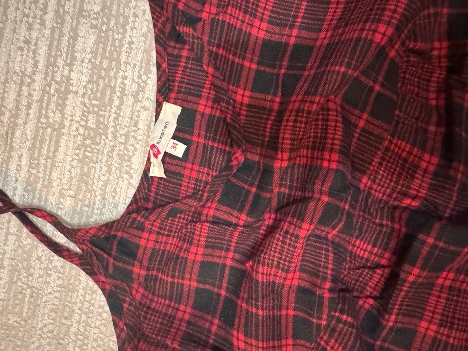 Kırmızı Siyah Ekose elbise - Görsel 2